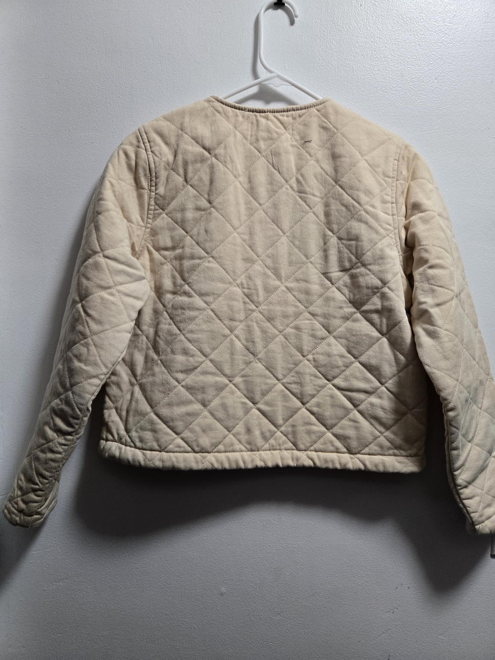 Time and Tru women's quilted cotton jacket in cream, - Picture 2 of 6